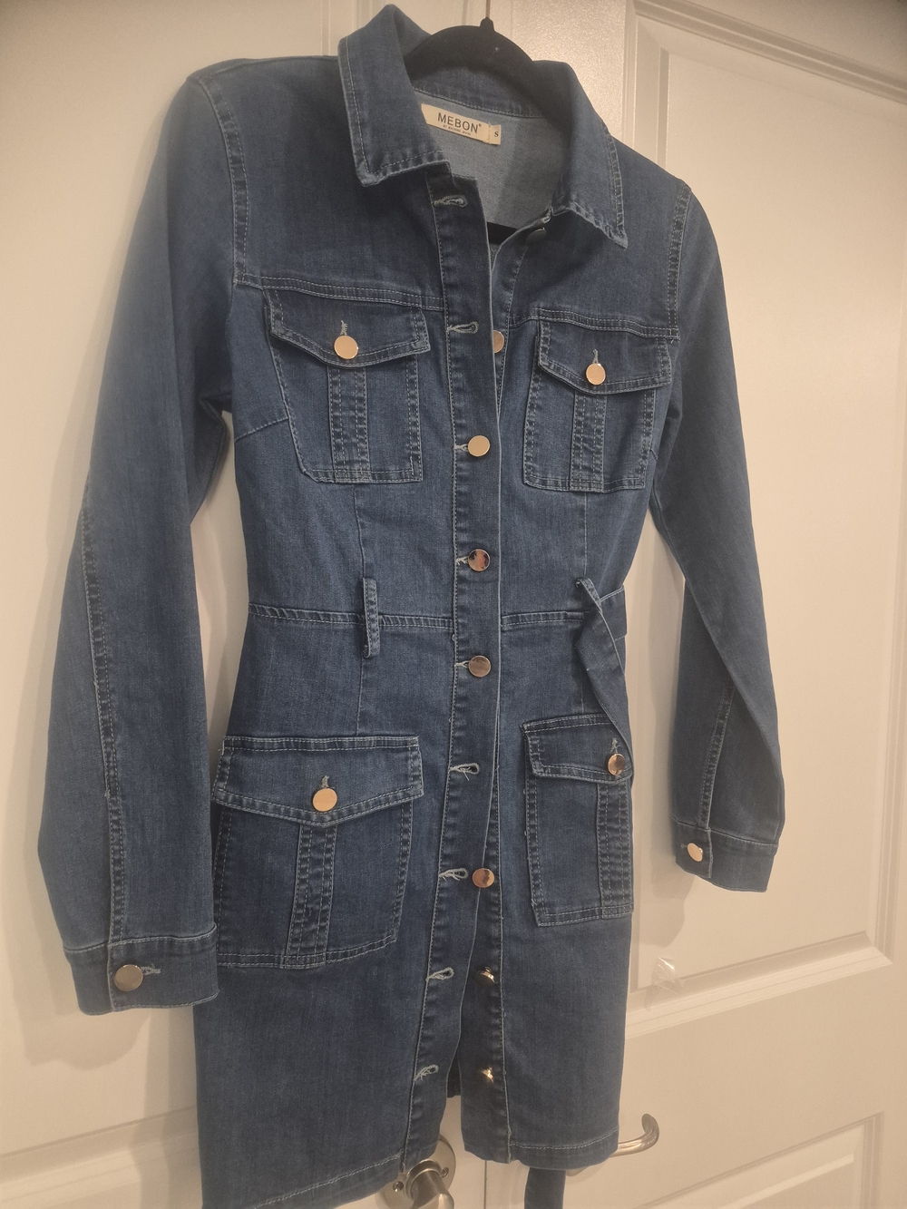 Mebon Denim Trench Coat - Blue